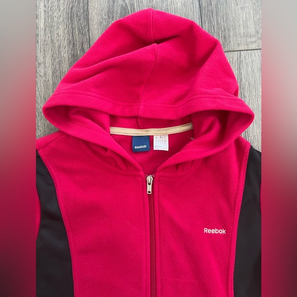 Reebok Womens Fuchsia Pink and Black Full Zip Hoodie Sweatshirt Large - Picture 4 of 8